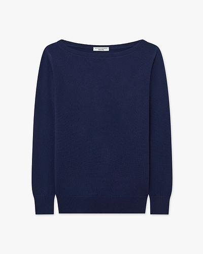 Essential Boat Neck Sweater - Blue Cashmere