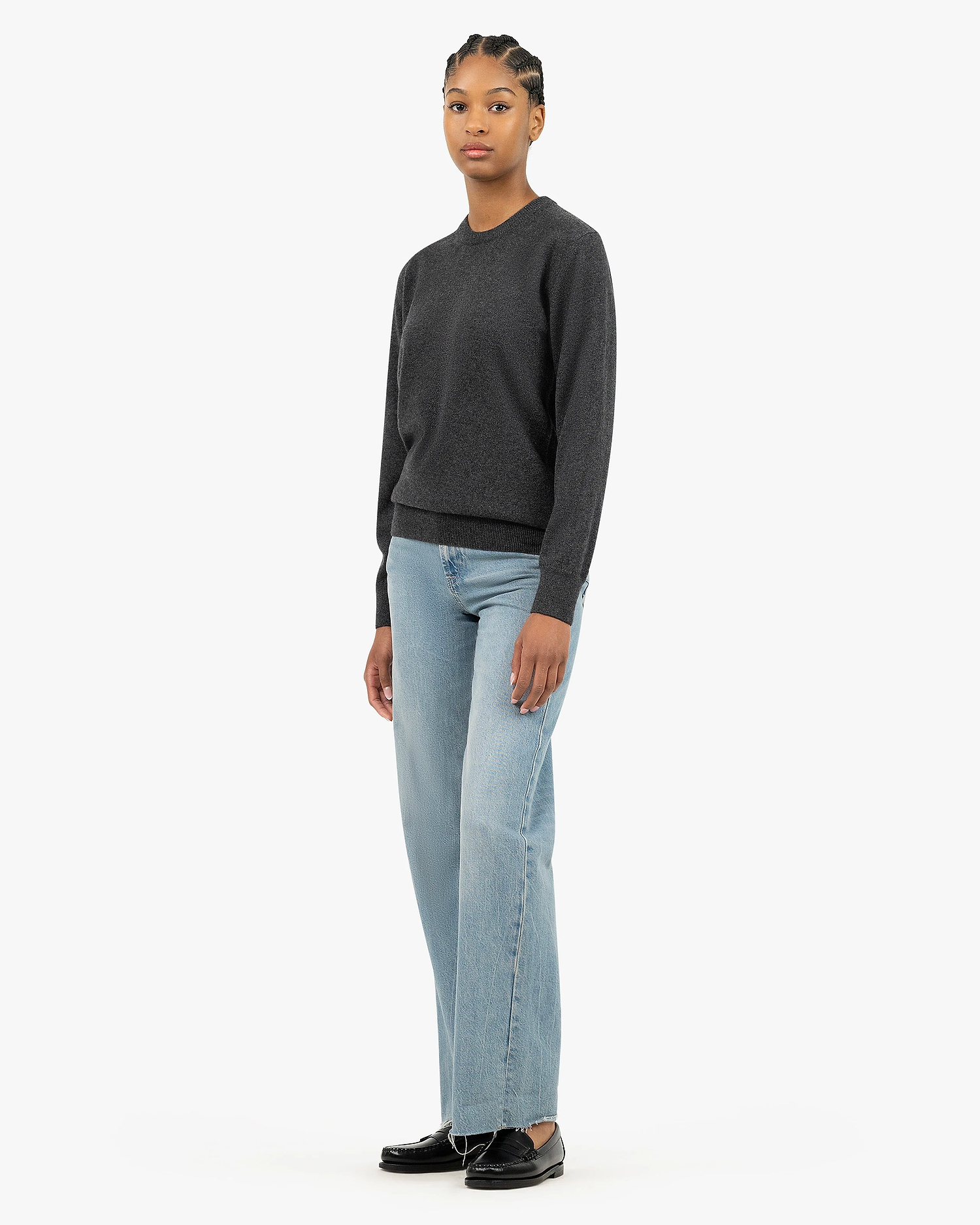 Essential Boyfriend Sweater - Charcoal Cashmere