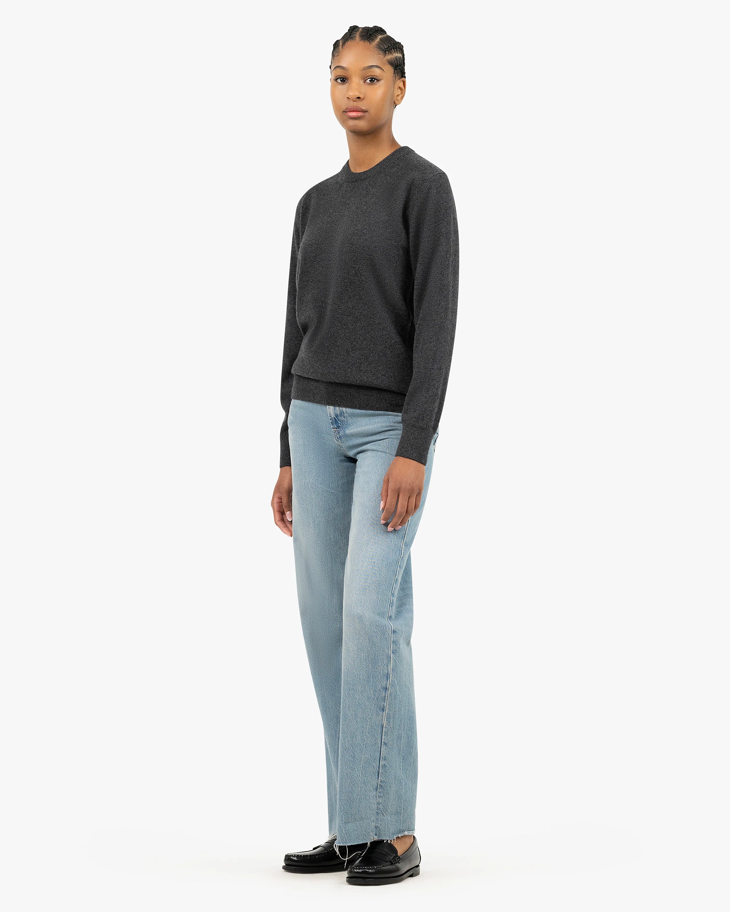 Essential Boyfriend Sweater - Charcoal Cashmere