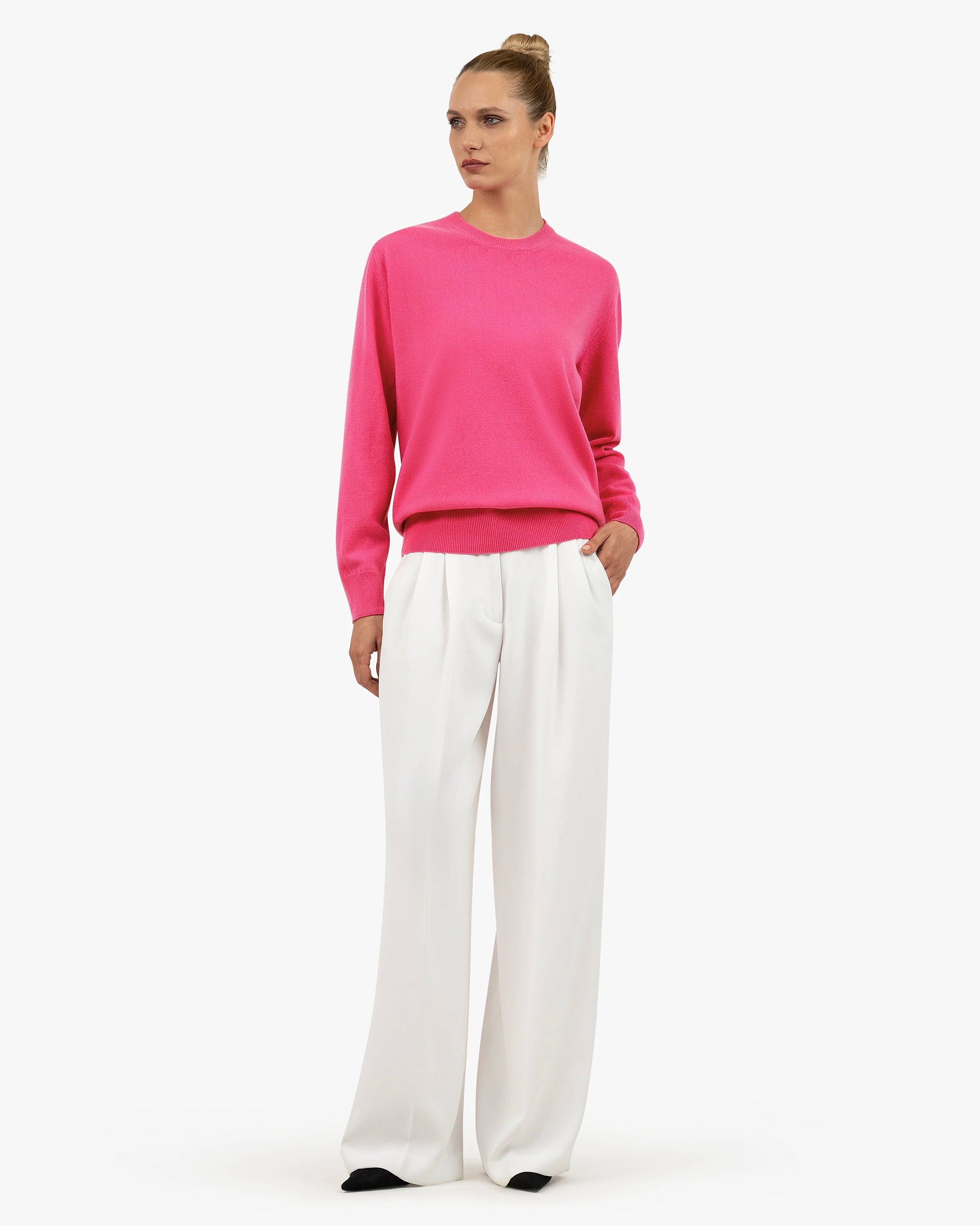 Essential Boyfriend Sweater - Fuchsia Cashmere