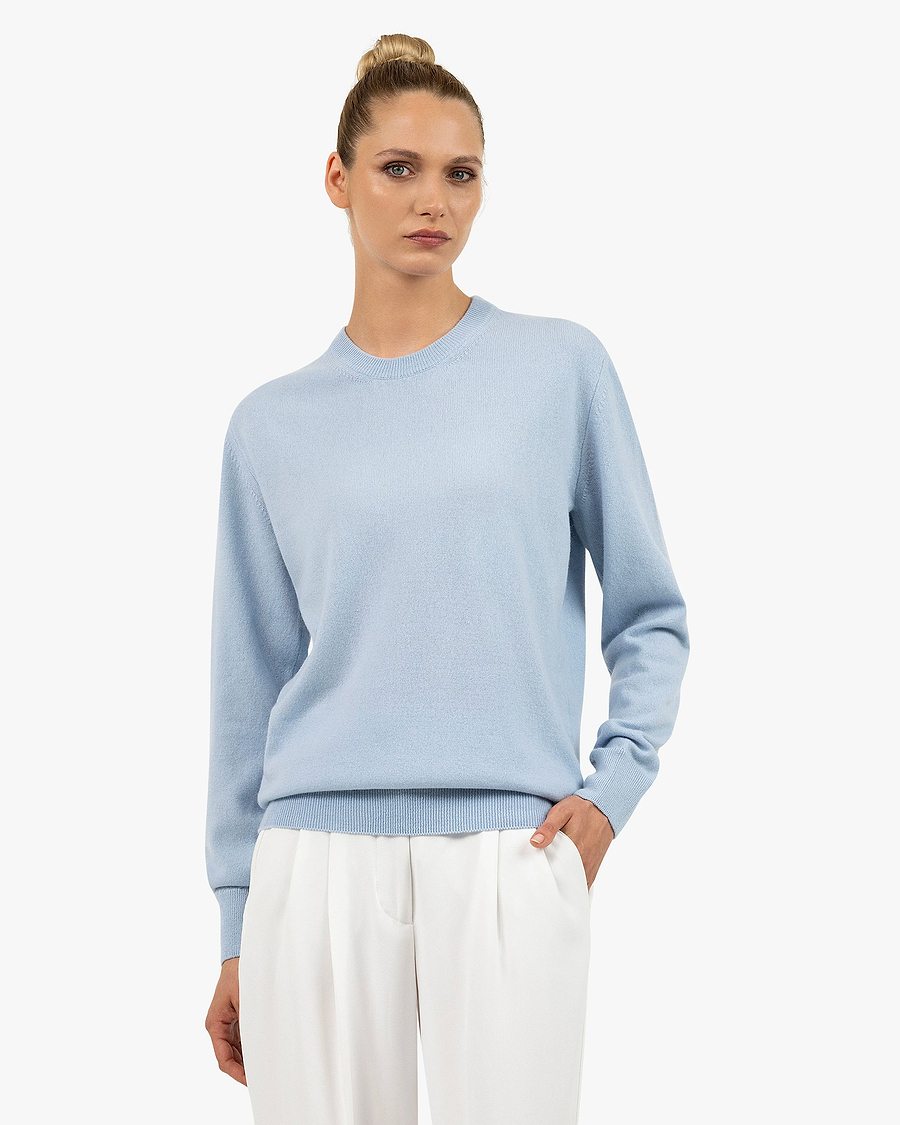 Essential Boyfriend Sweater - Light Blue Cashmere