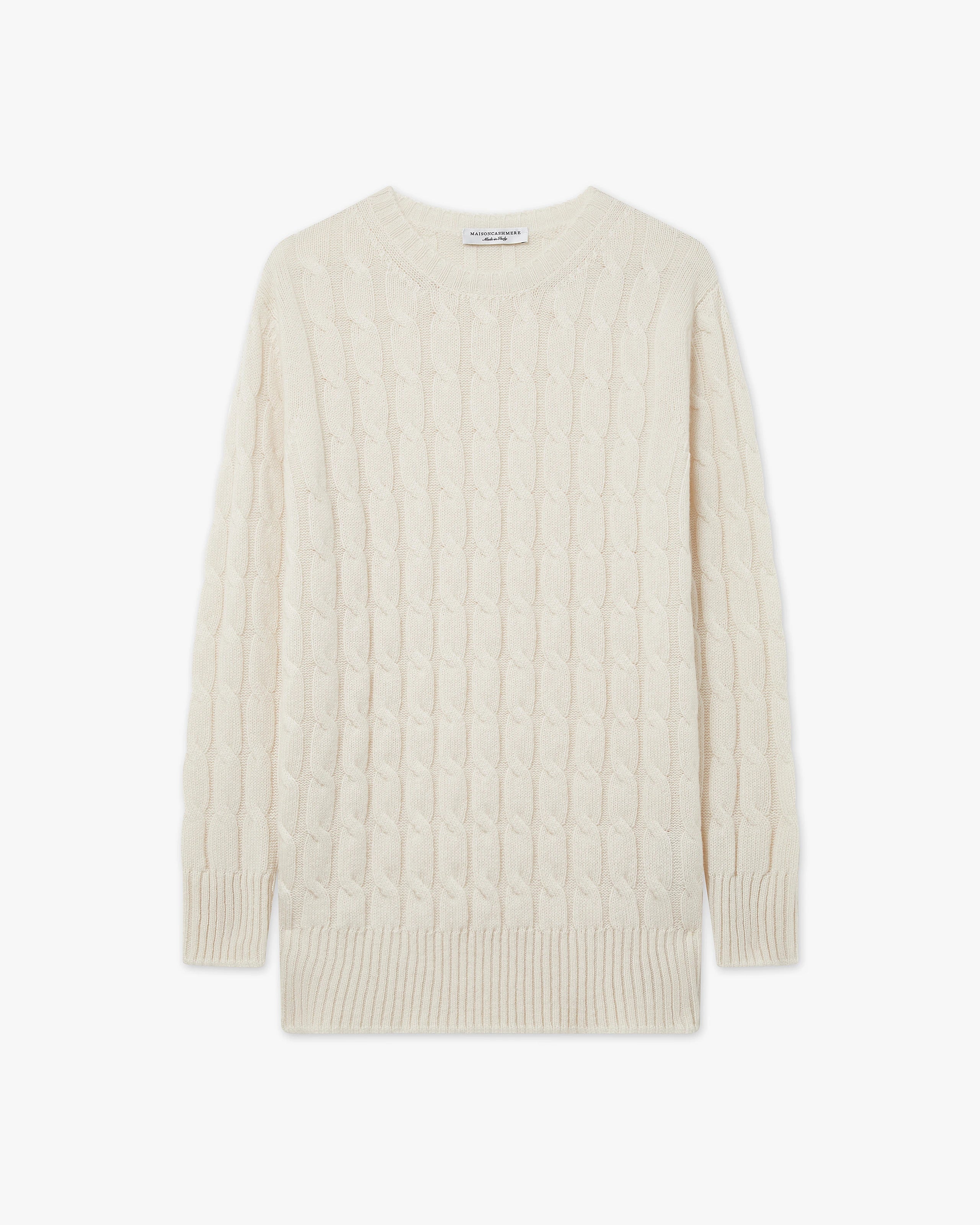 Essential Cable Knit Sweater - White Cashmere