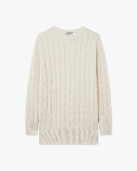 Essential Cable Knit Sweater - White Cashmere