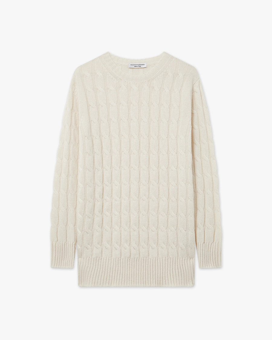 Essential Cable Knit Sweater - White Cashmere