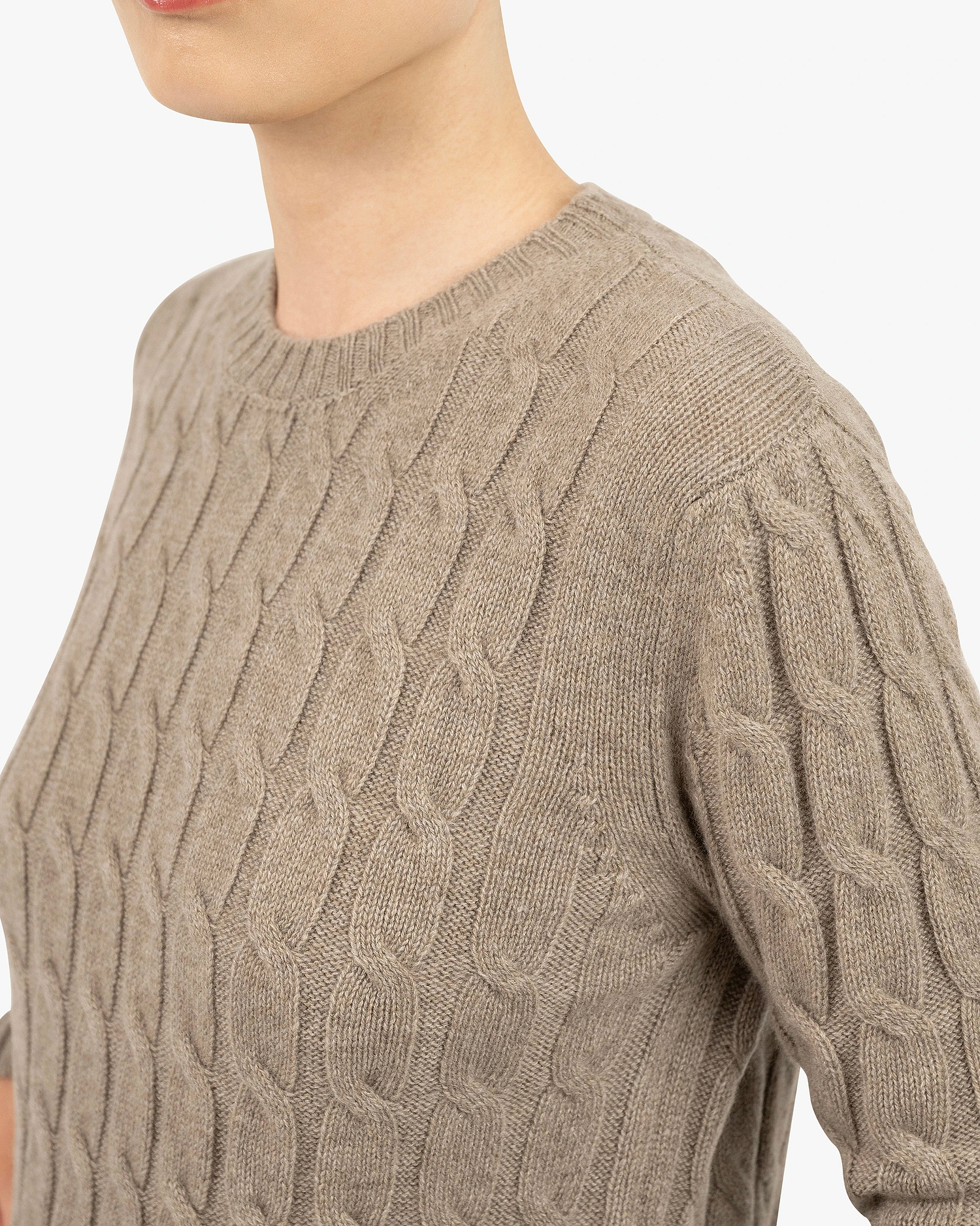 Essential Cable Knit Sweater - Taupe Cashmere