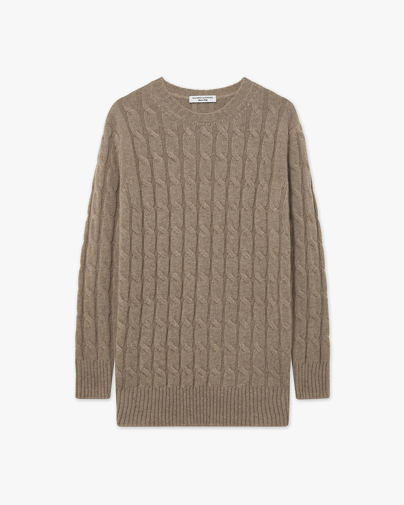 Women's Essential Cashmere Cable Sweater - Taupe | MaisonCashmere