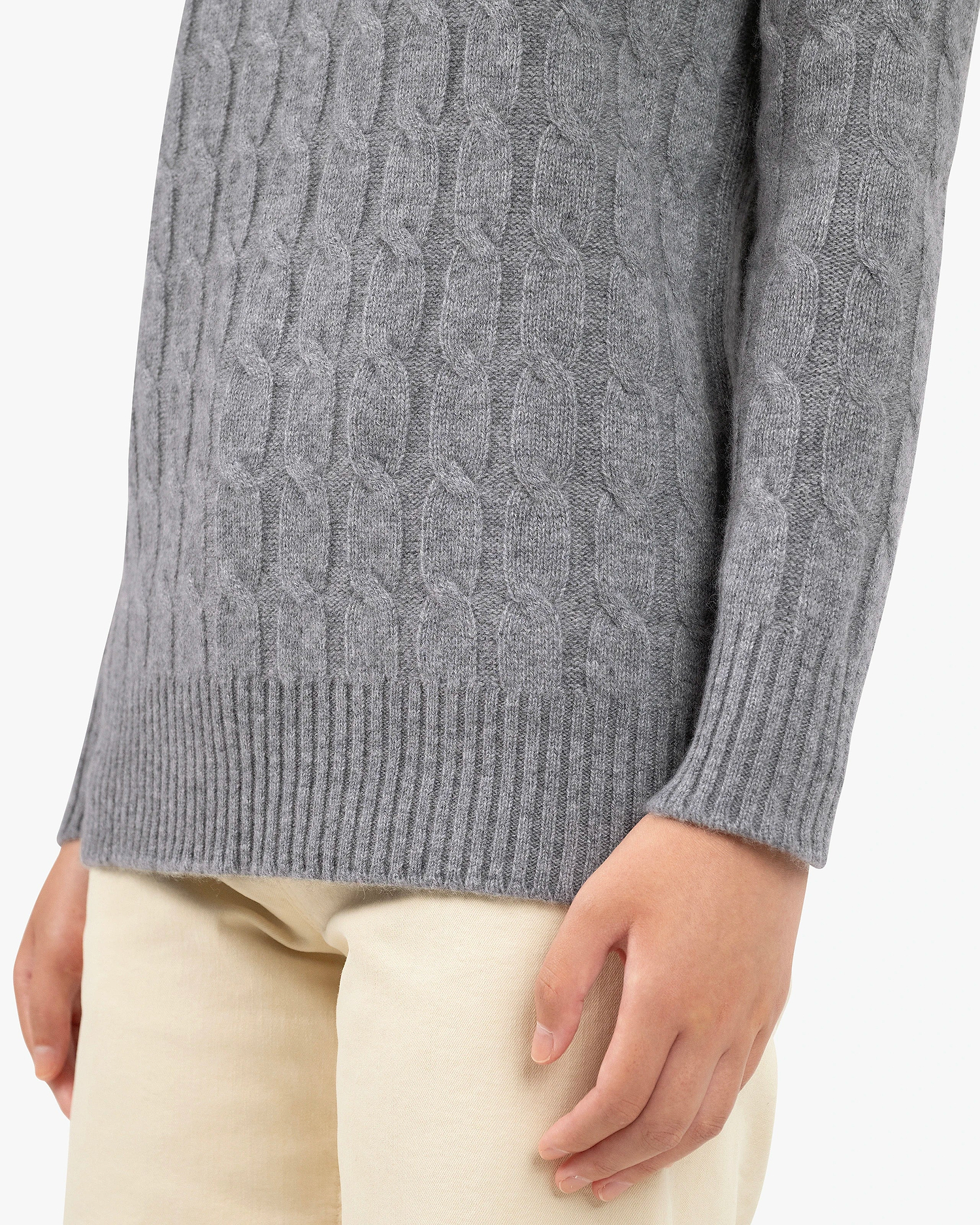 Essential Cable Knit Sweater - Medium Grey Cashmere