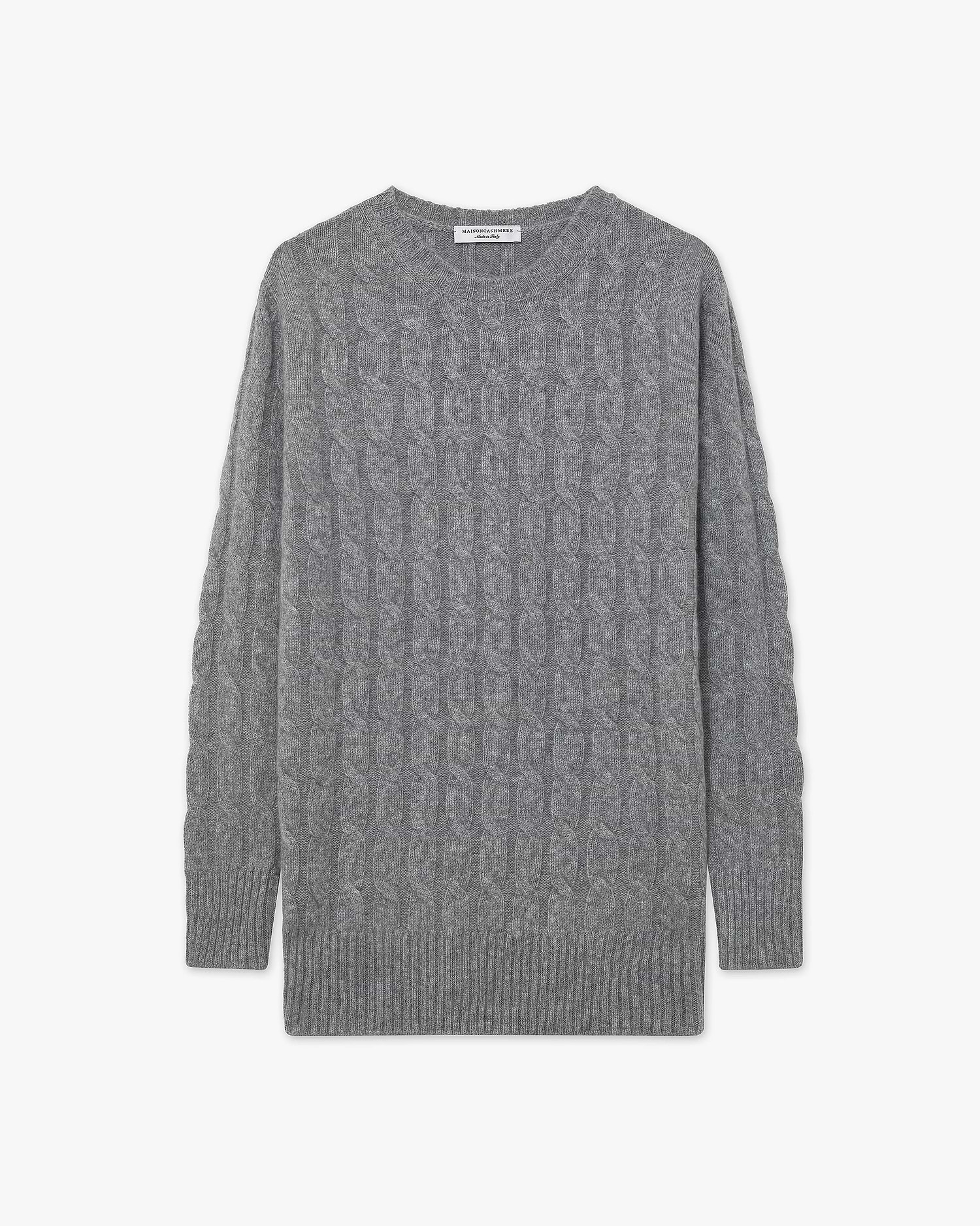 Women's Essential Cashmere Cable Sweater - Medium Grey Women's Essential Cashmere Cable Sweater - Medium Grey