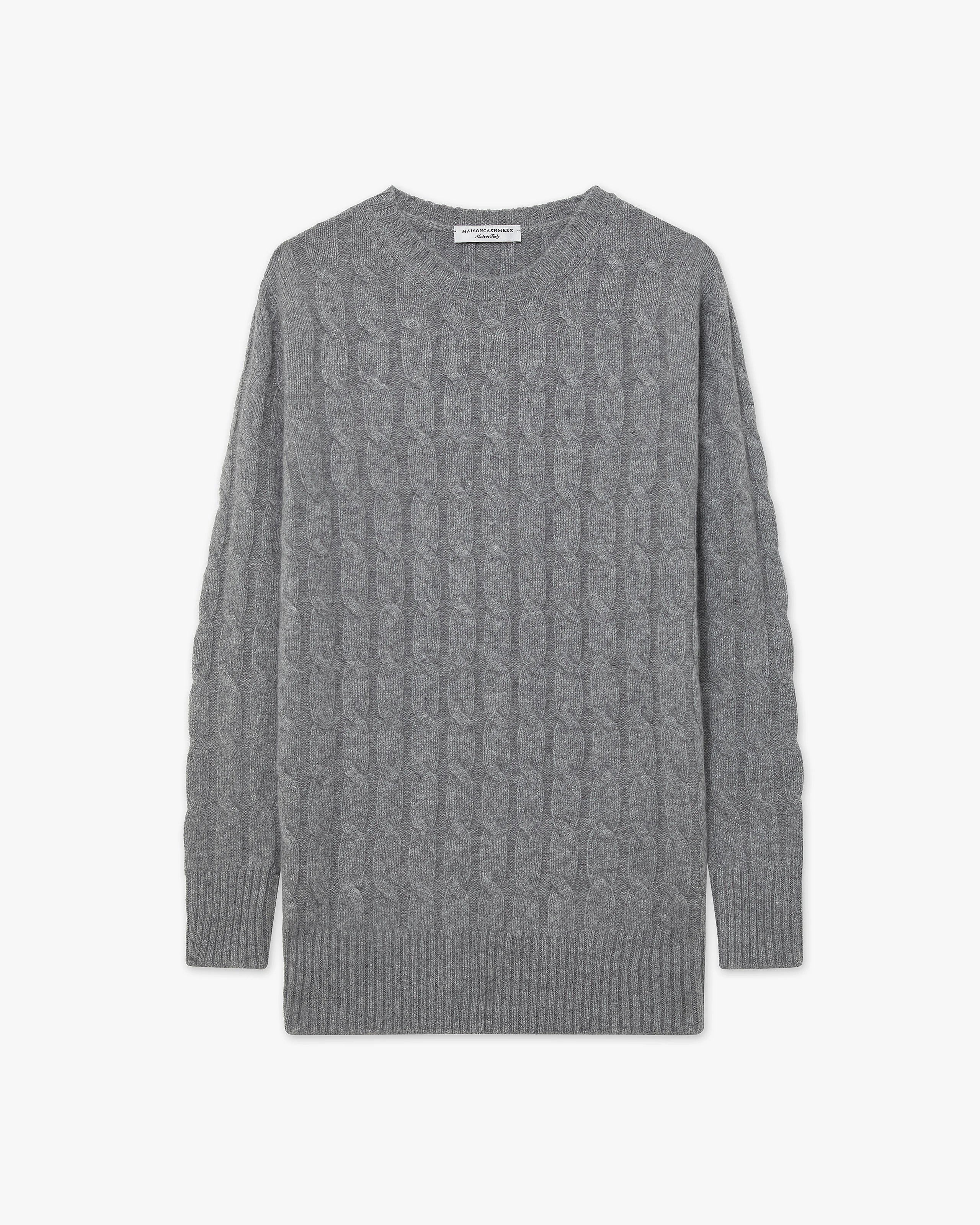 Essential Cable Knit Sweater - Medium Grey Cashmere