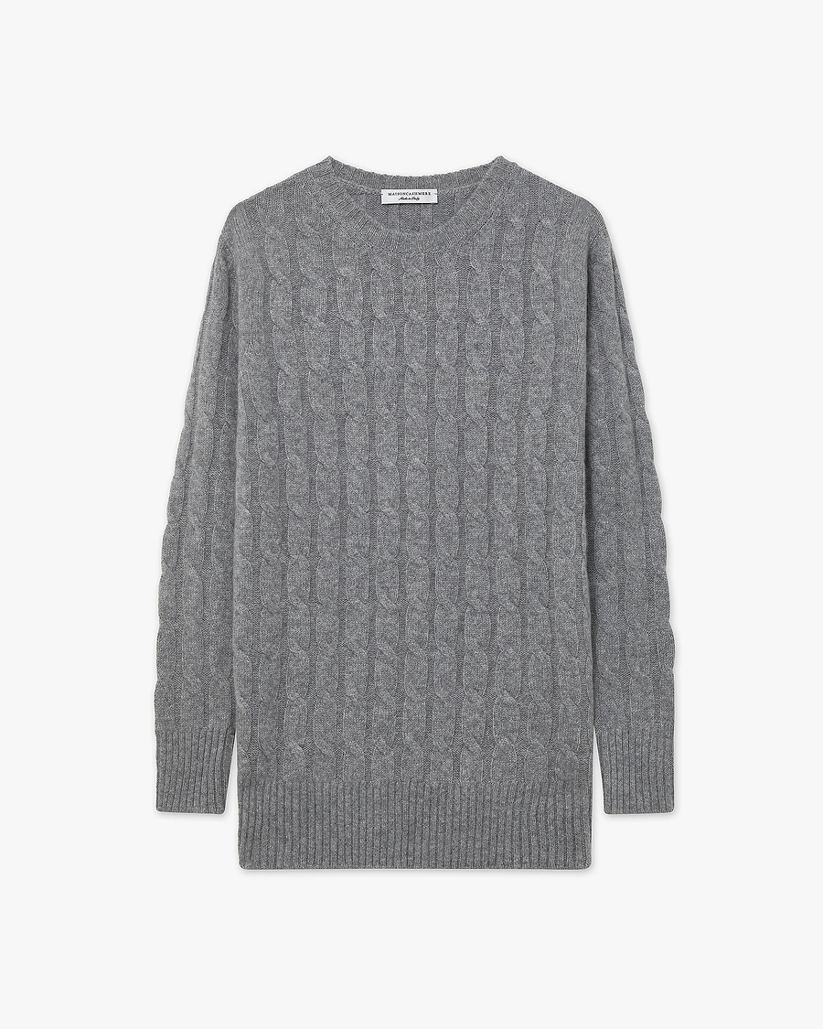 Essential Cable Knit Sweater - Medium Grey Cashmere