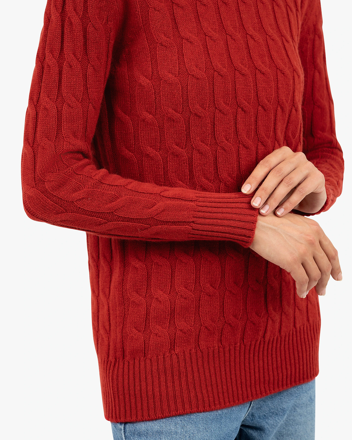 Essential Cable Knit Sweater - Red Cashmere