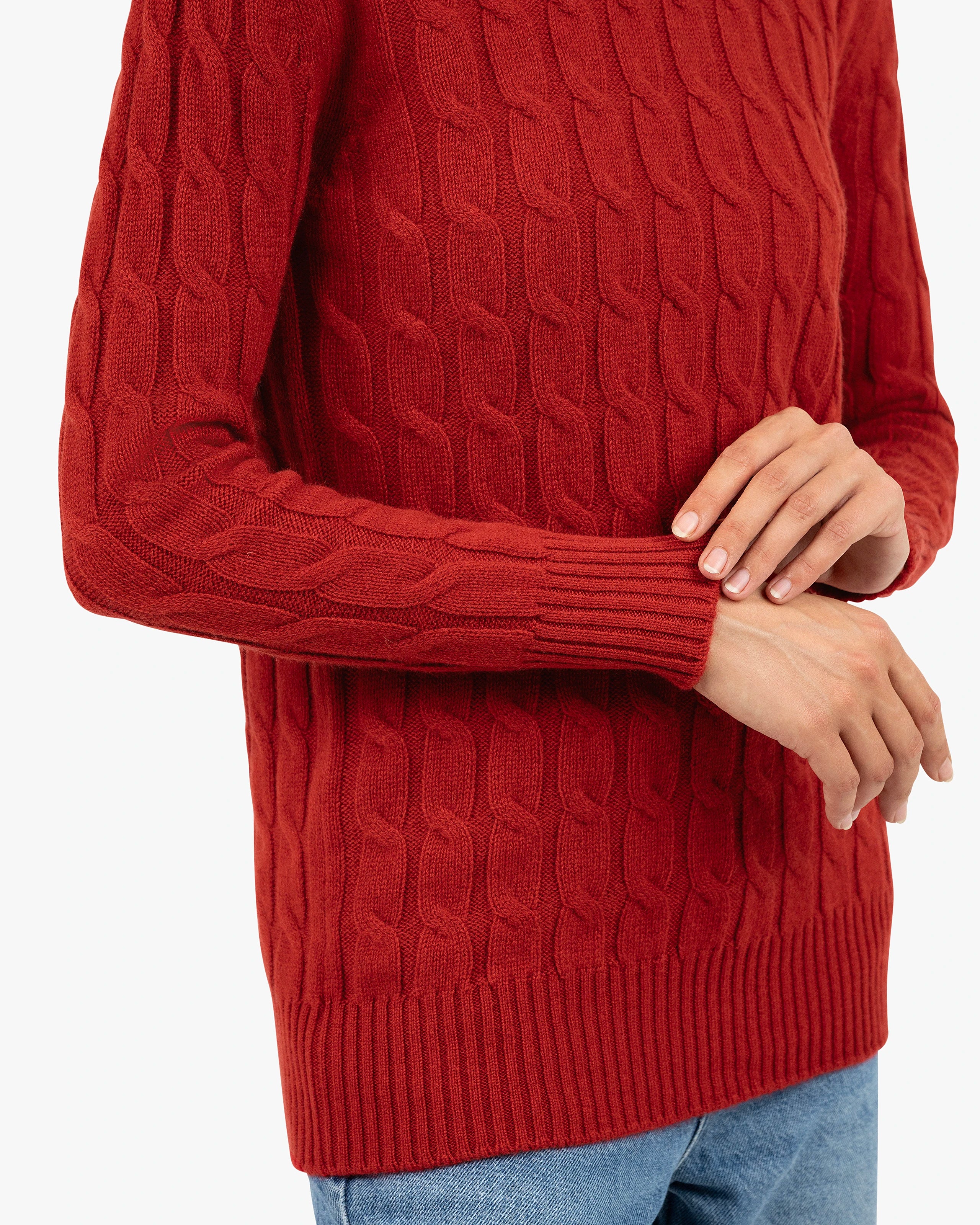 Essential Cable Knit Sweater - Red Cashmere
