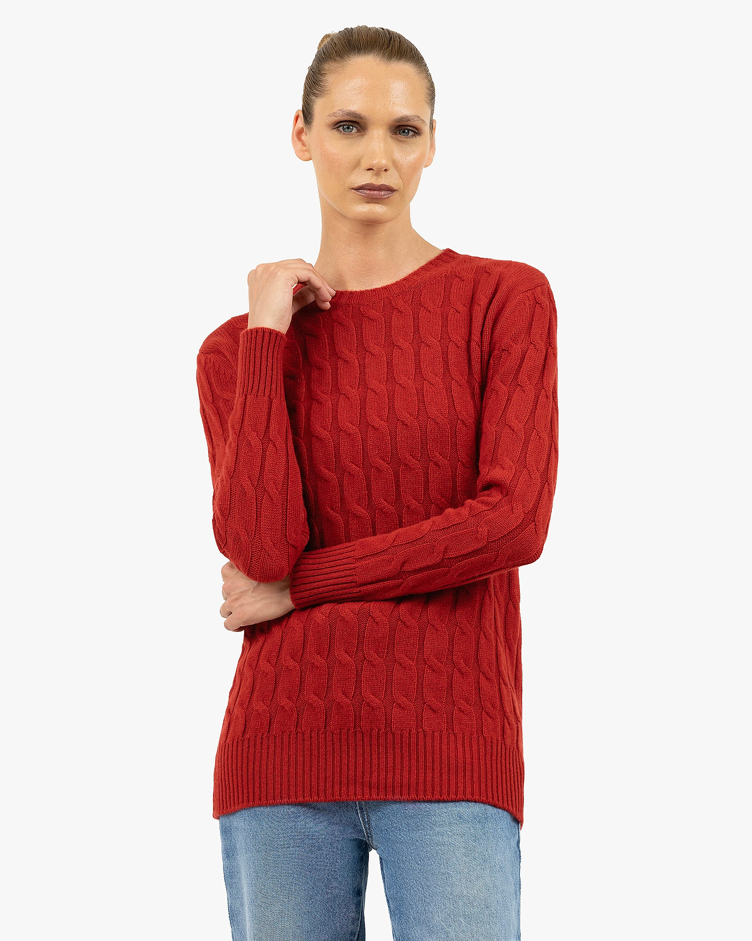 Essential Cable Knit Sweater - Red Cashmere