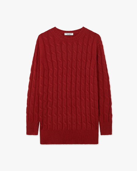 Essential Cable Knit Sweater - Red Cashmere
