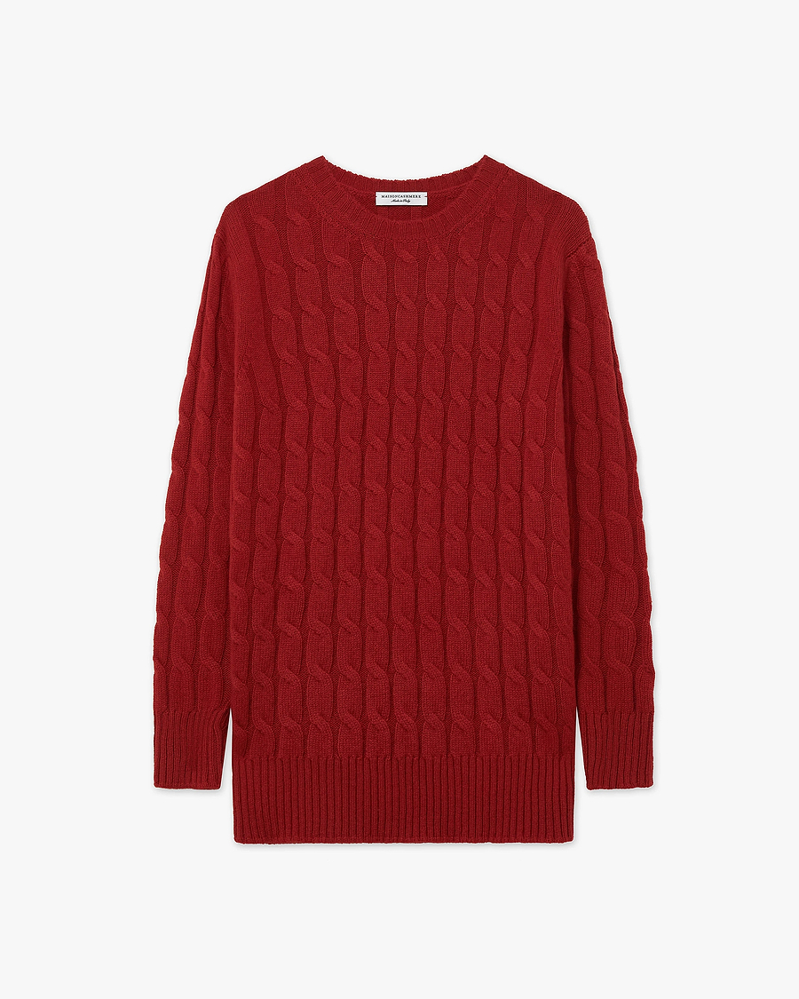 Essential Cable Knit Sweater - Red Cashmere