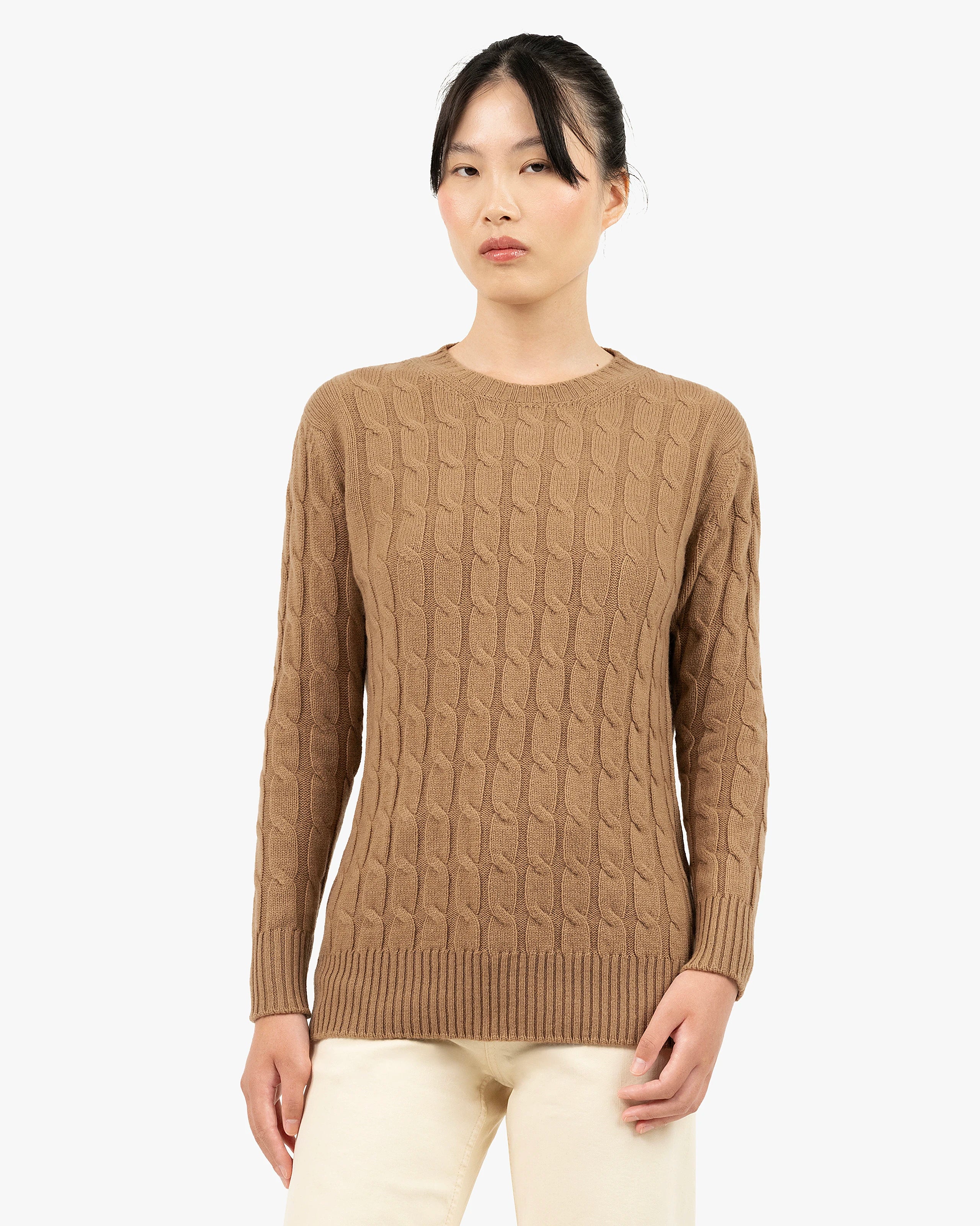 Essential Cable Knit Sweater - Camel Cashmere