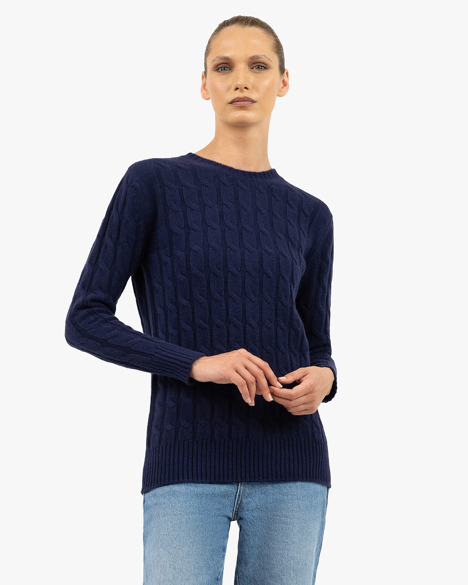 Essential Cable Knit Sweater - Blue Cashmere