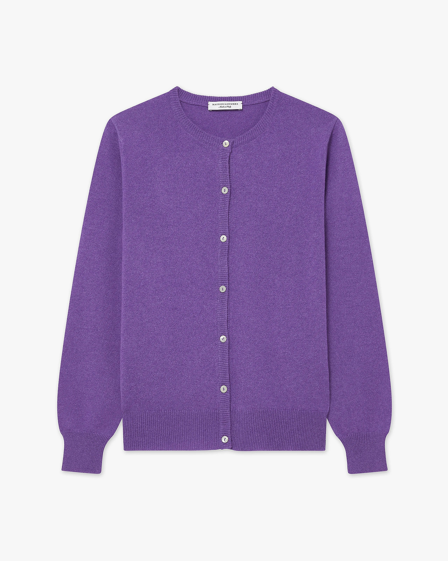 Essential Crew Neck Cardigan - Purple Cashmere