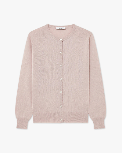 Essential Crew Neck Cardigan - Rose Cashmere