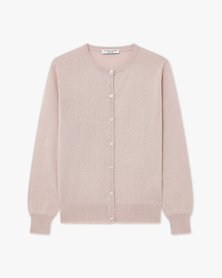 Essential Crew Neck Cardigan - Rose Cashmere