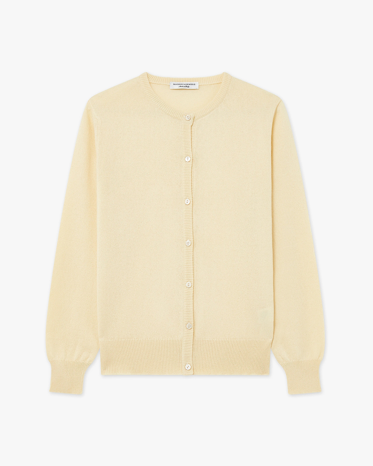 Women's Essential Cashmere Crew Neck Cardigan - Yellow