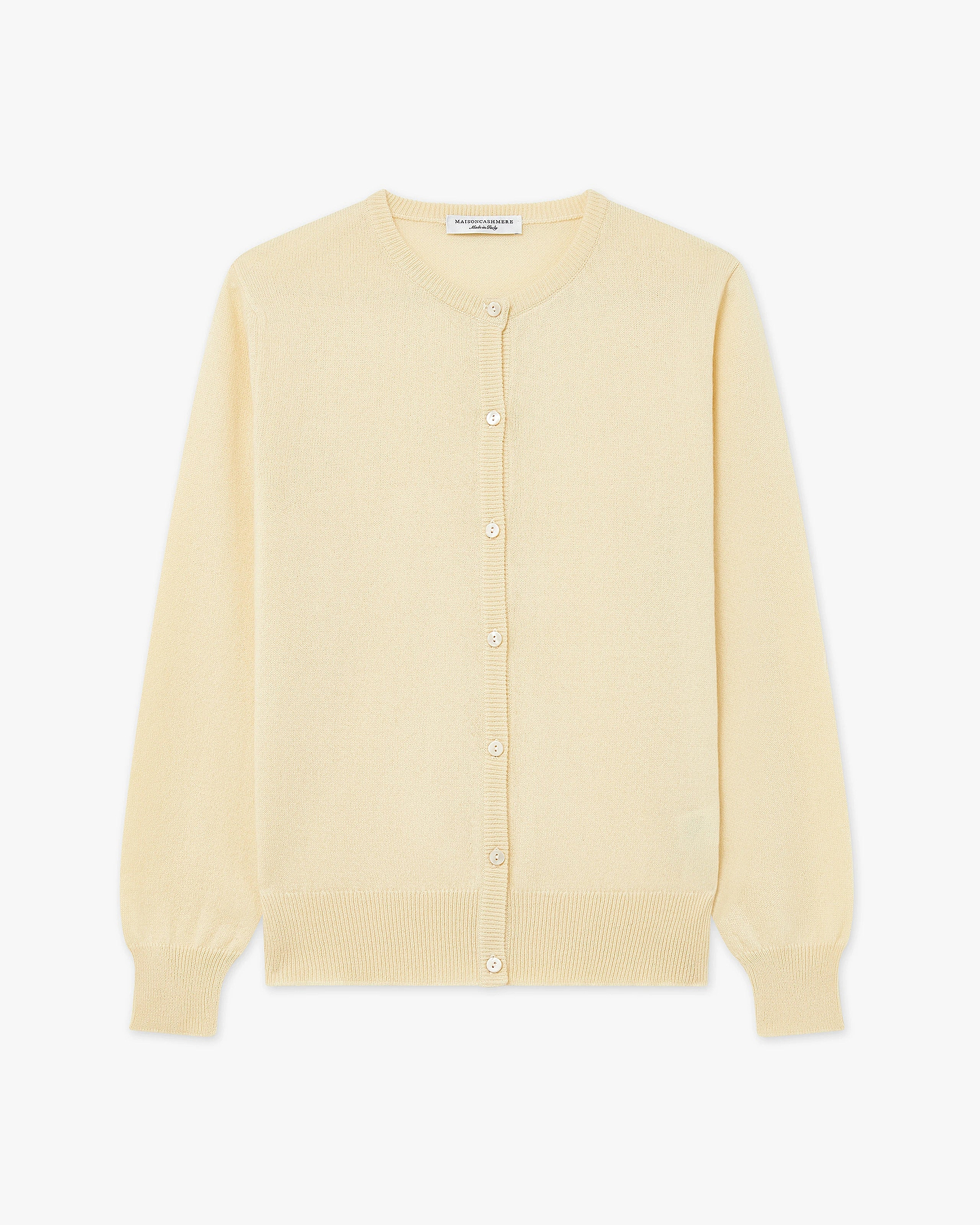Essential Crew Neck Cardigan - Yellow Cashmere