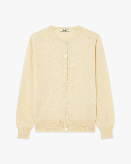 Essential Crew Neck Cardigan - Yellow Cashmere