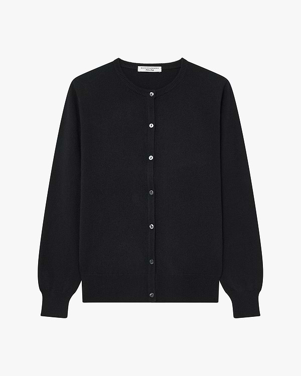 Essential Rundhals Cardigan - Schwarz