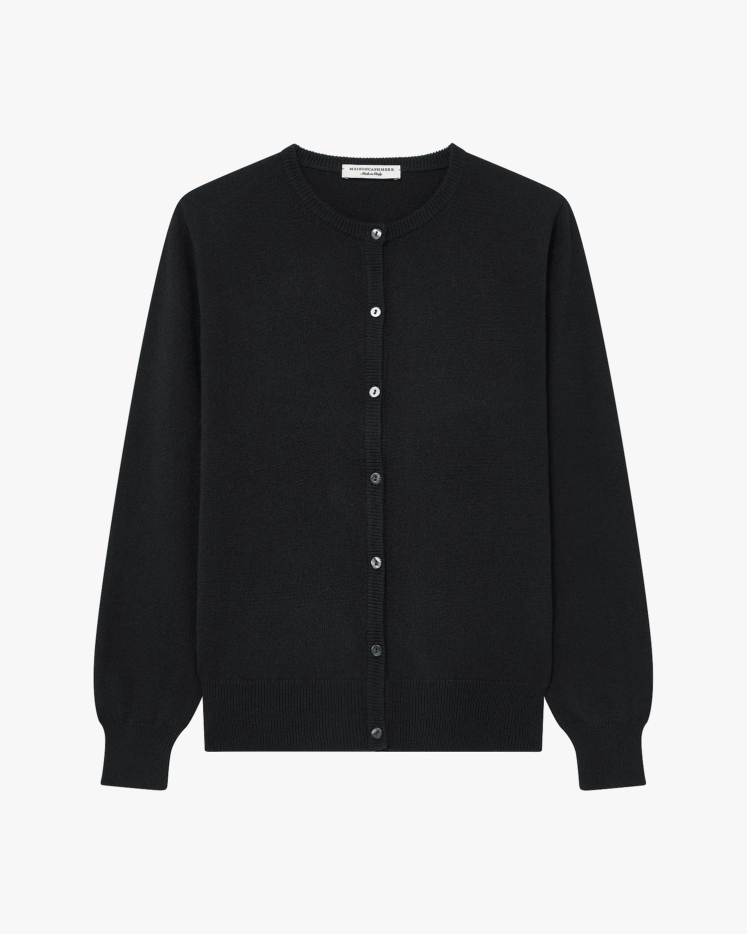 Essential Crew Neck Cardigan - Black Cashmere