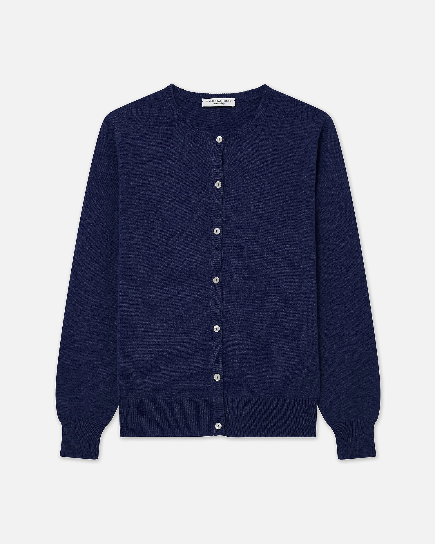 Essential Crew Neck Cardigan - Blue Cashmere