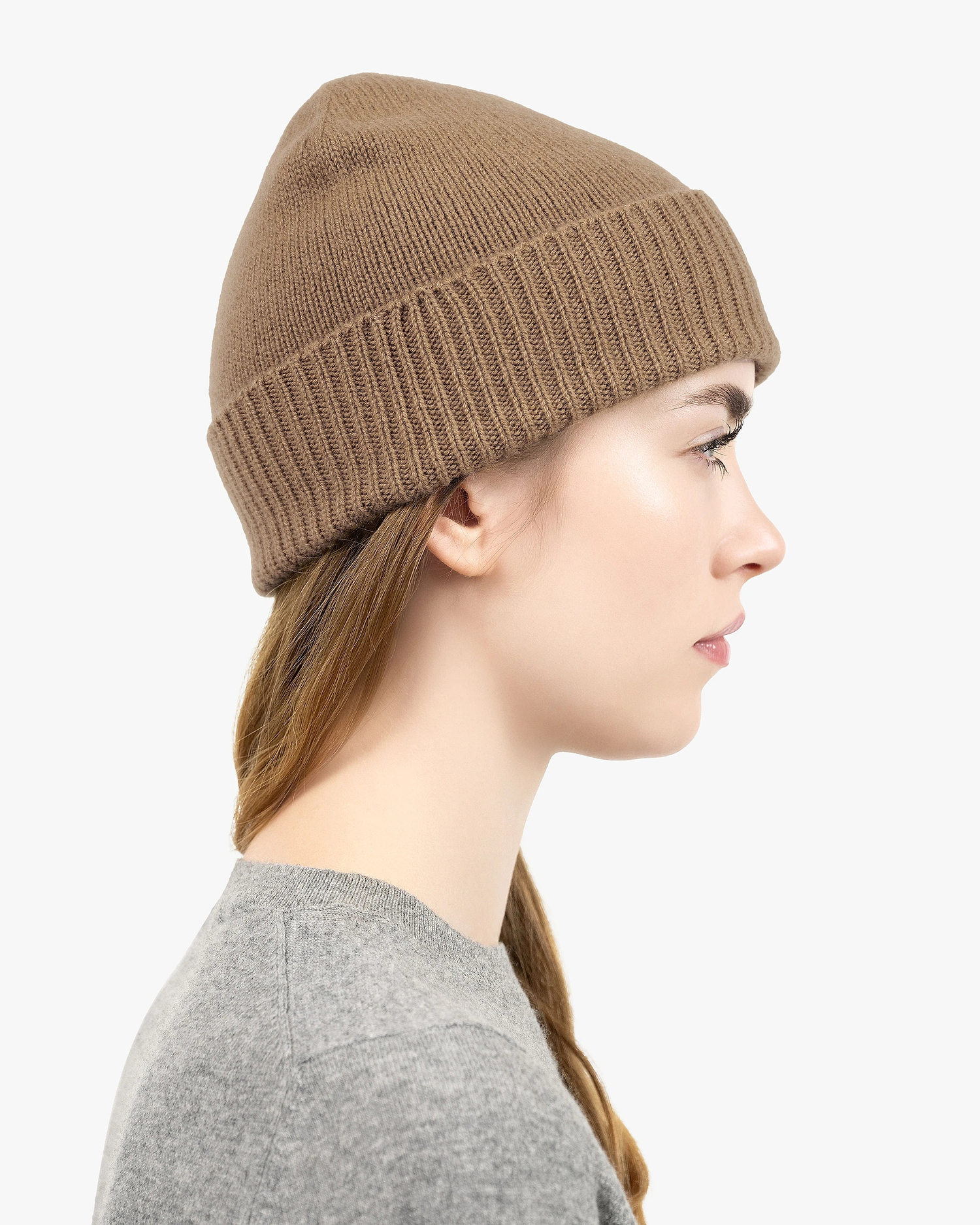 Women's Essential Hat - Camel Cashmere