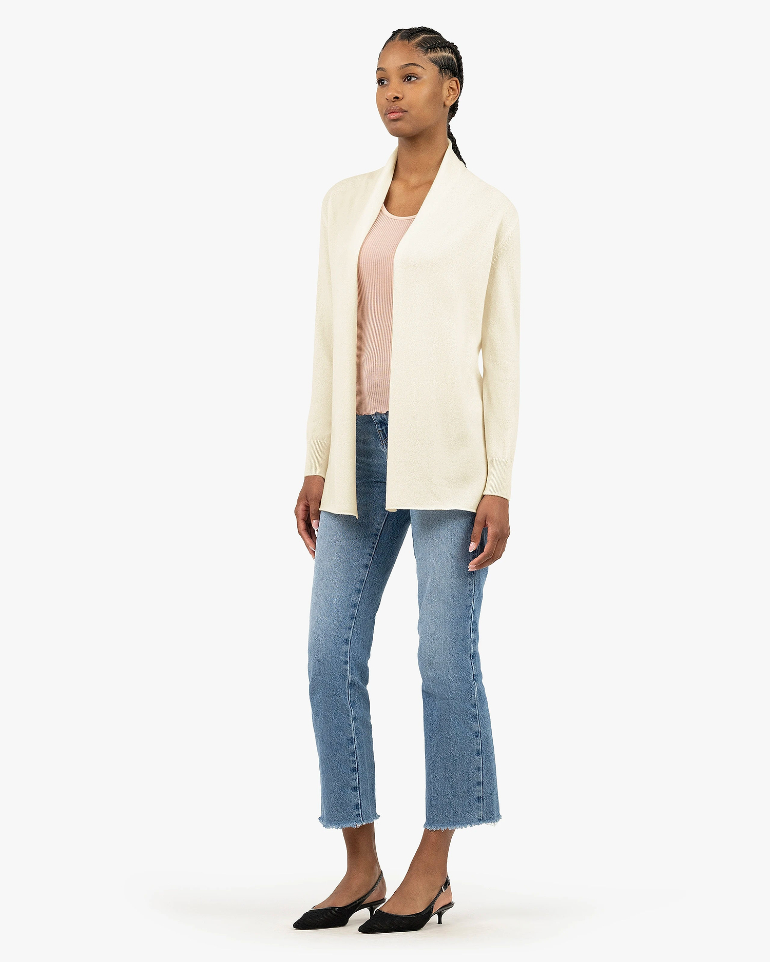 Essential Open Cardigan - White Cashmere