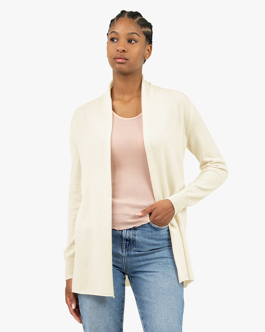 Essential Open Cardigan - White Cashmere