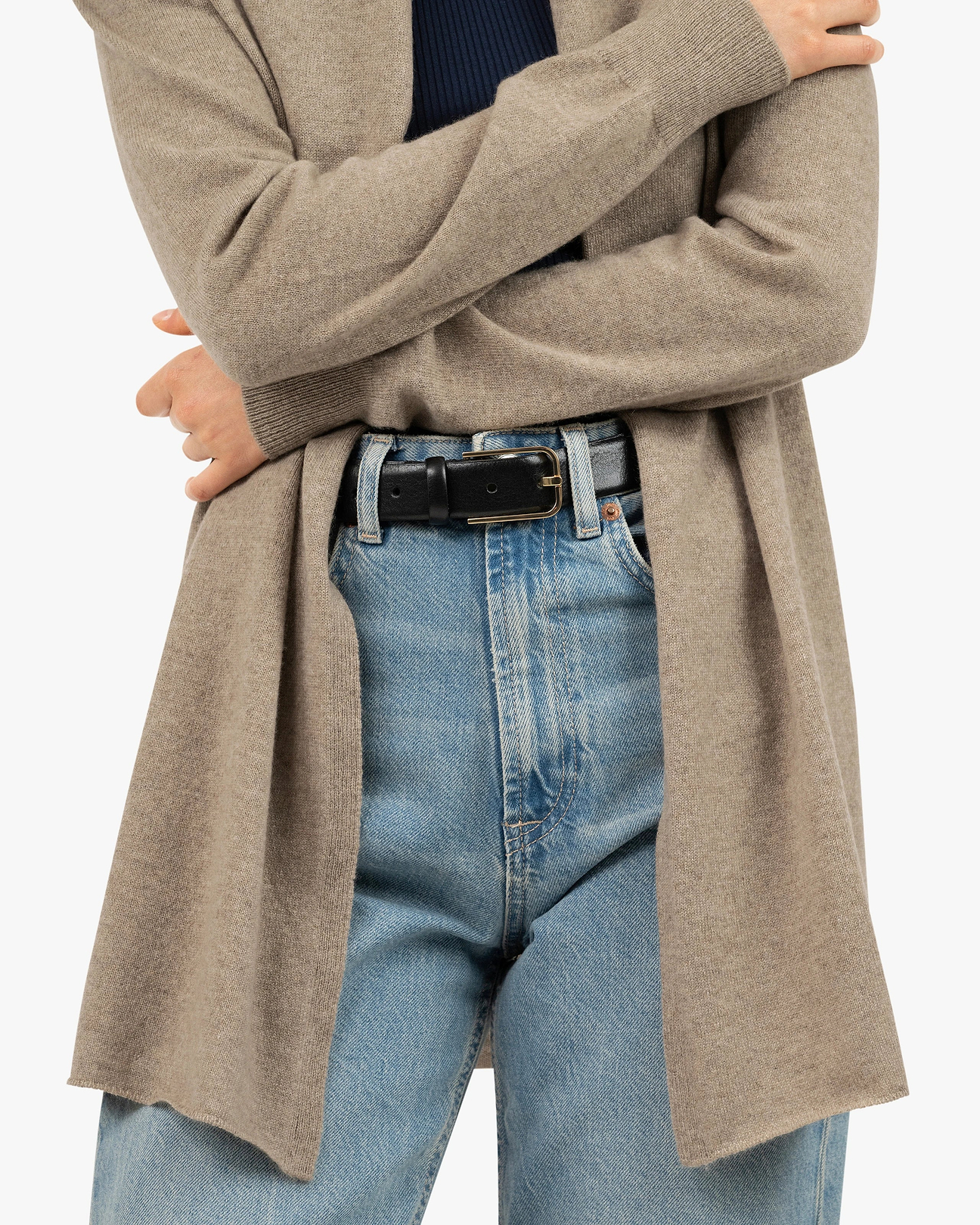 Women's Essential Cashmere Open Cardigan - Taupe | MaisonCashmere