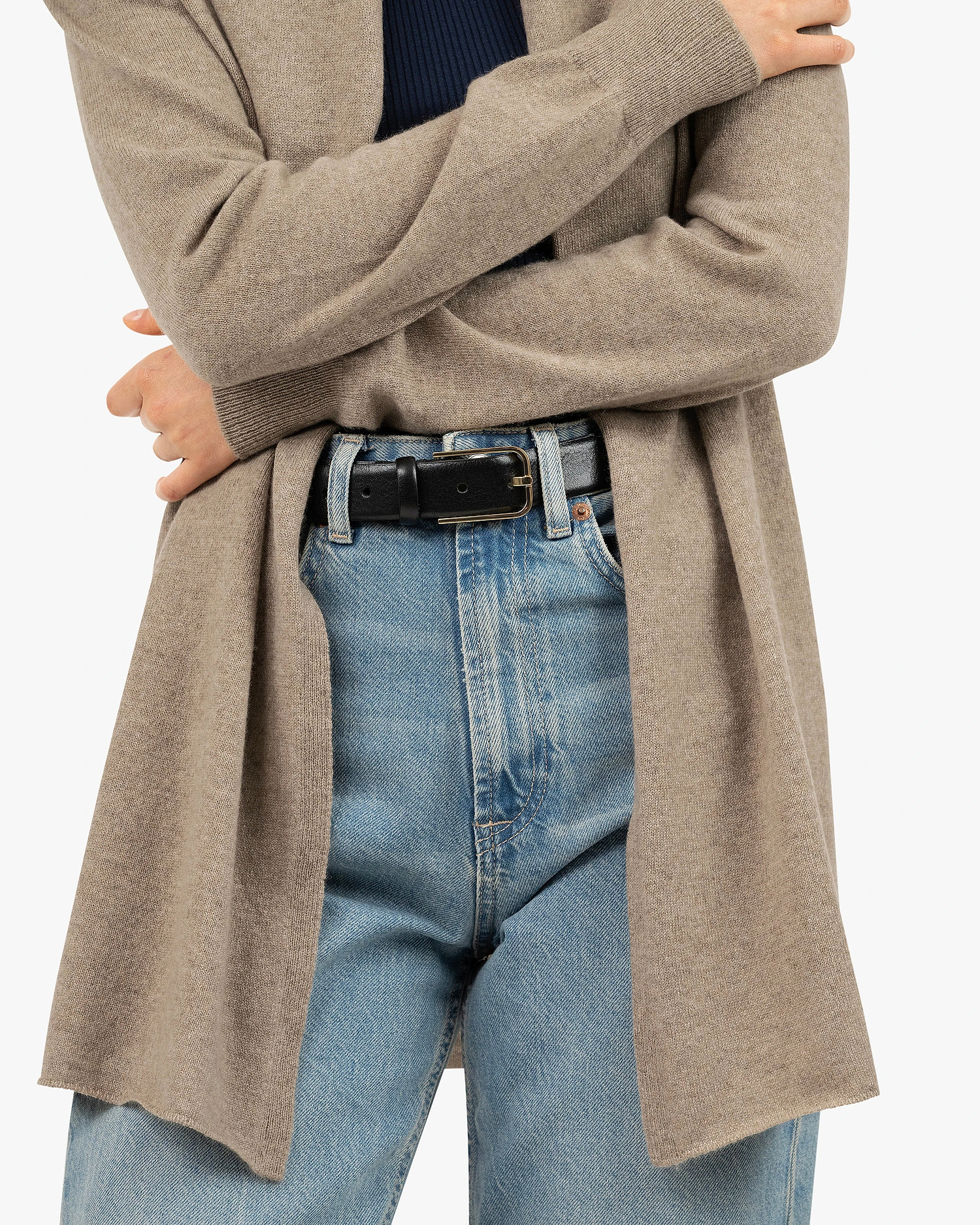 Essential Open Cardigan - Taupe Cashmere