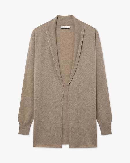 Women's Essential Cashmere Open Cardigan - Taupe | MaisonCashmere Women's Essential Cashmere Open Cardigan - Taupe | MaisonCashmere