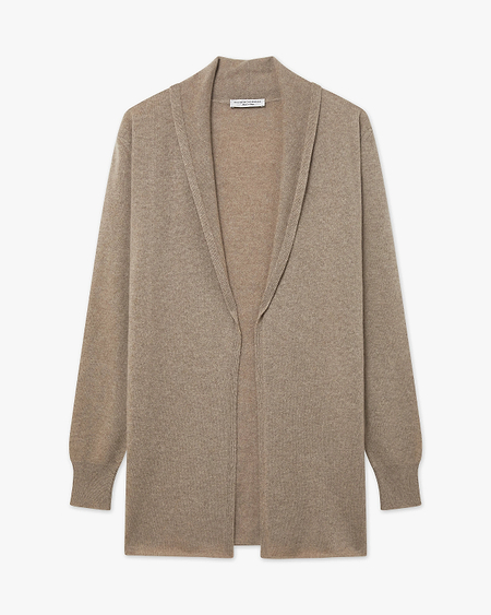 Essential Open Cardigan - Taupe Cashmere