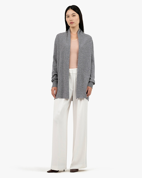 Essential Open Cardigan - Medium Grey Cashmere