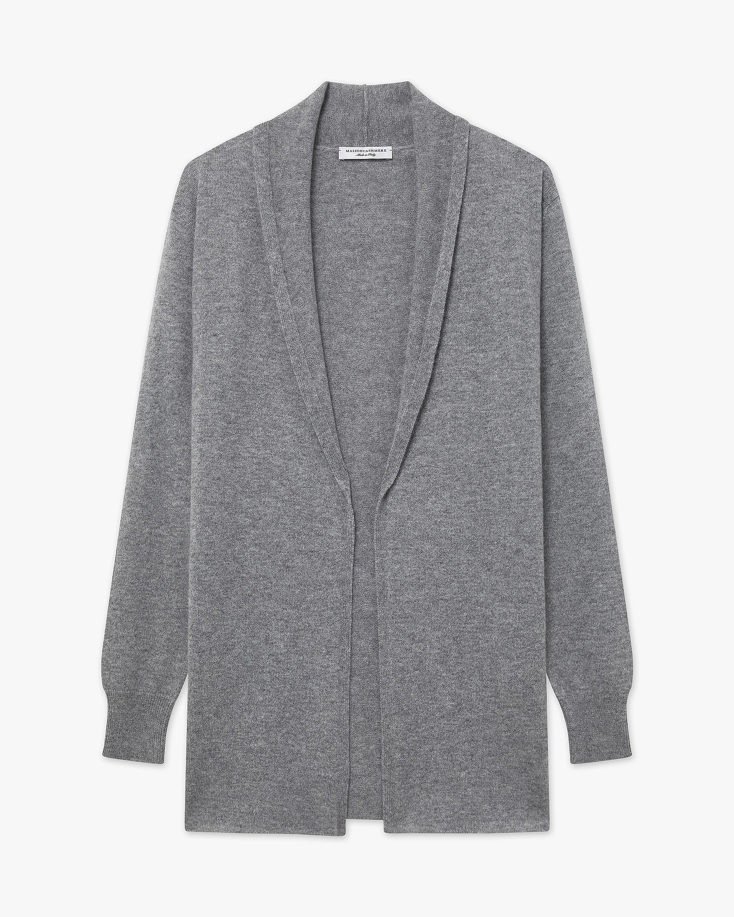 Essential Open Cardigan - Medium Grey Cashmere