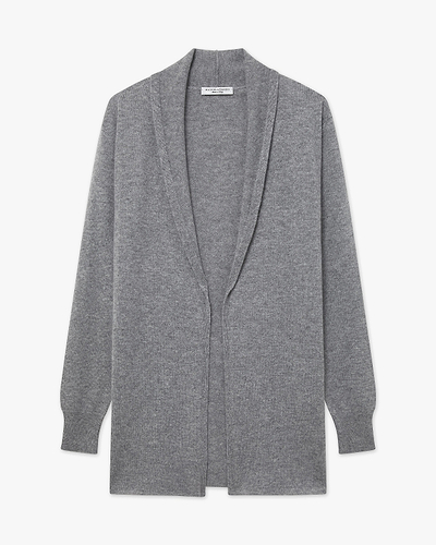 Essential Open Cardigan - Medium Grey Cashmere