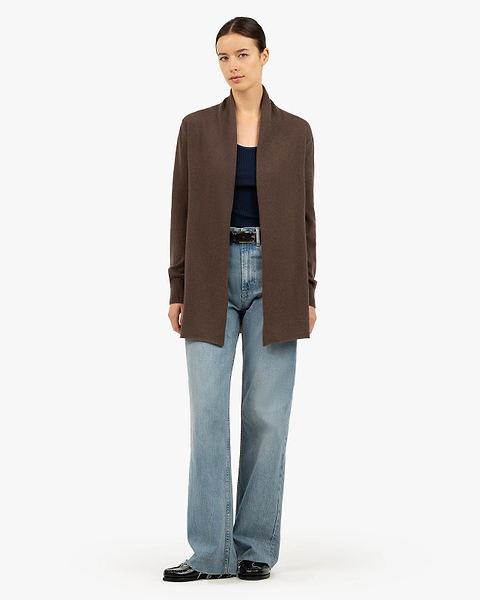 Essential Open Cardigan - Brown Cashmere