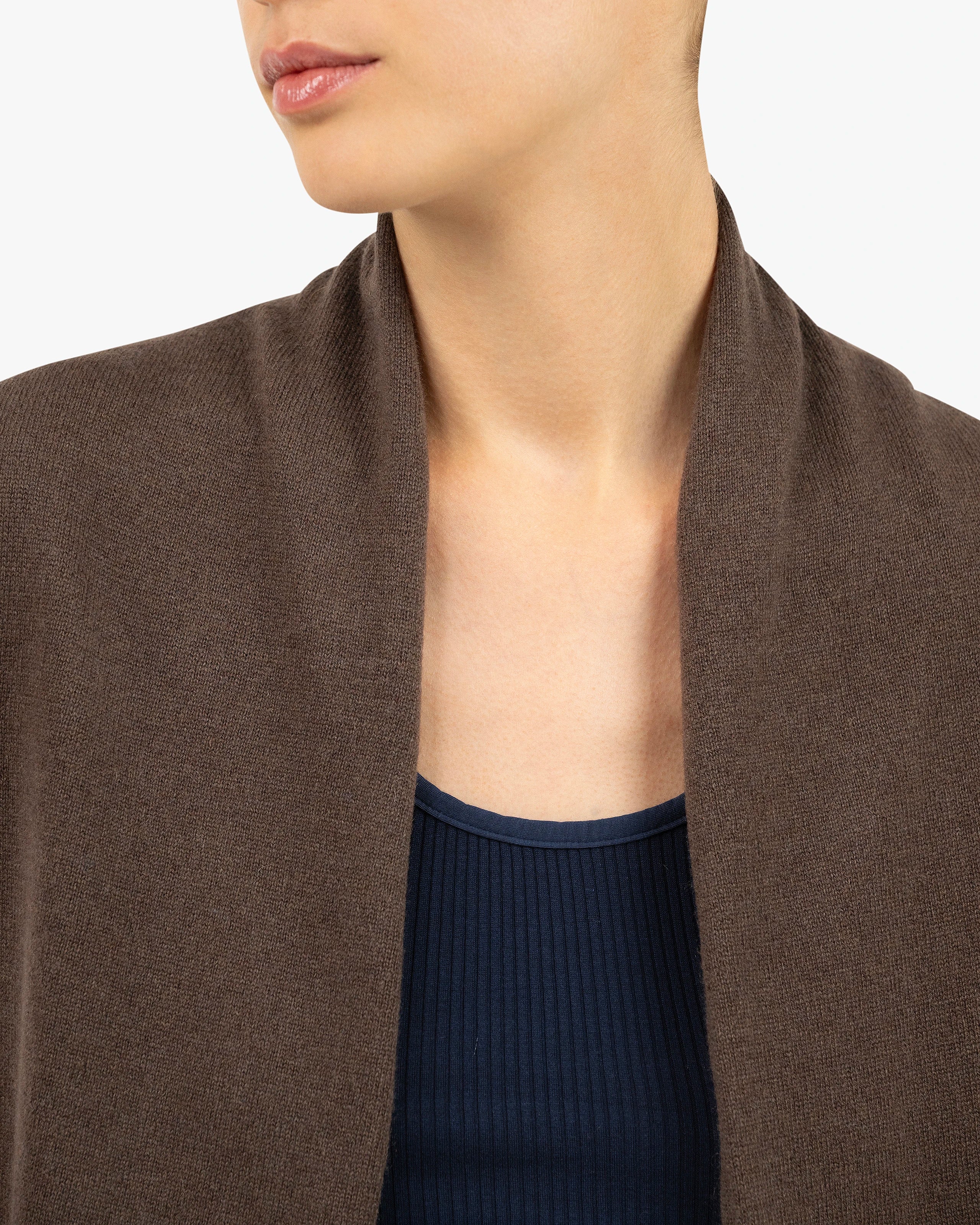 Essential Open Cardigan - Brown Cashmere