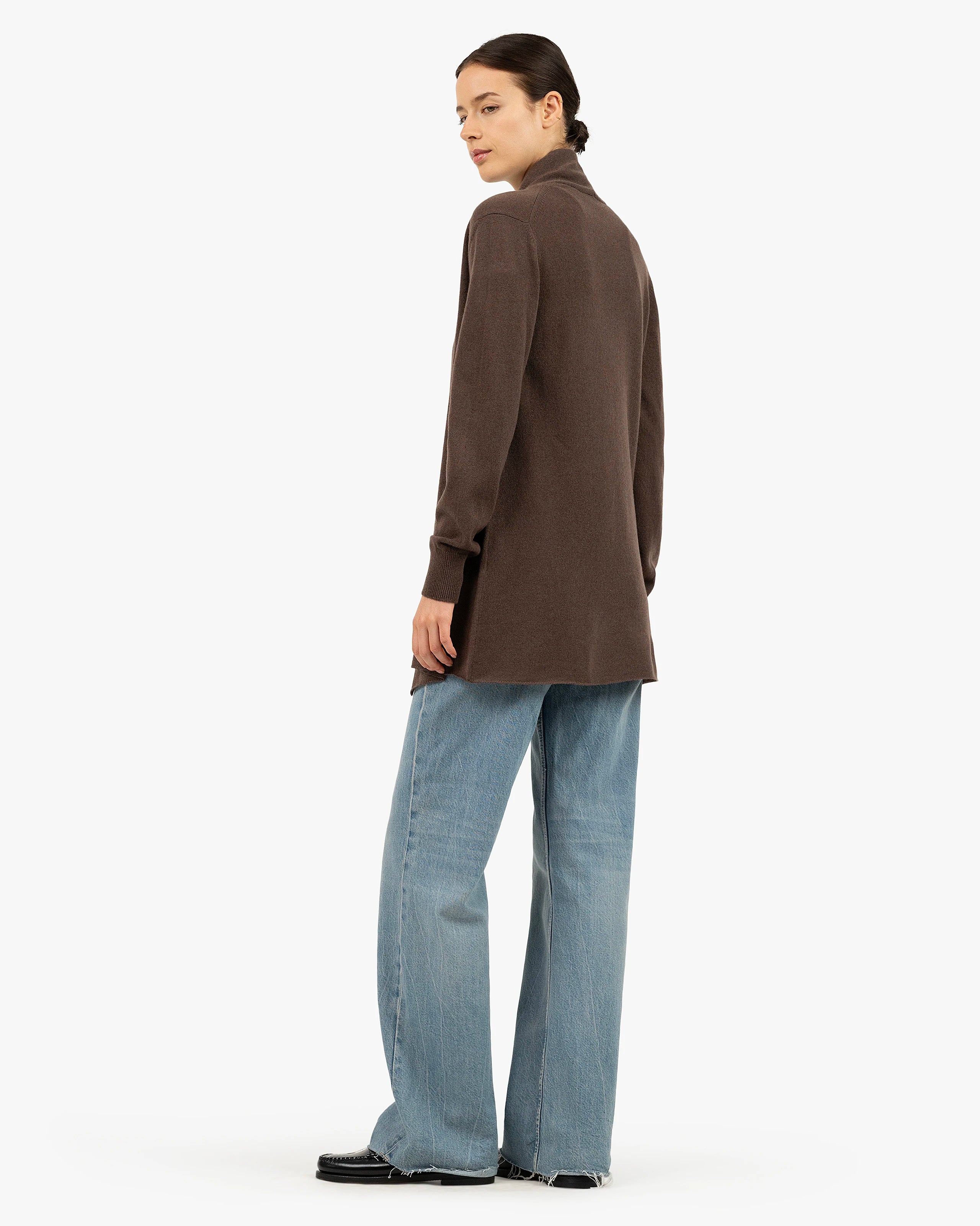 Essential Open Cardigan - Brown Cashmere