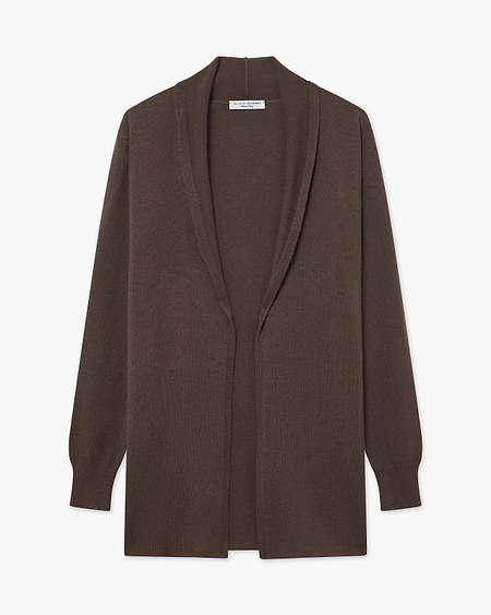 Essential Open Cardigan - Brown Cashmere