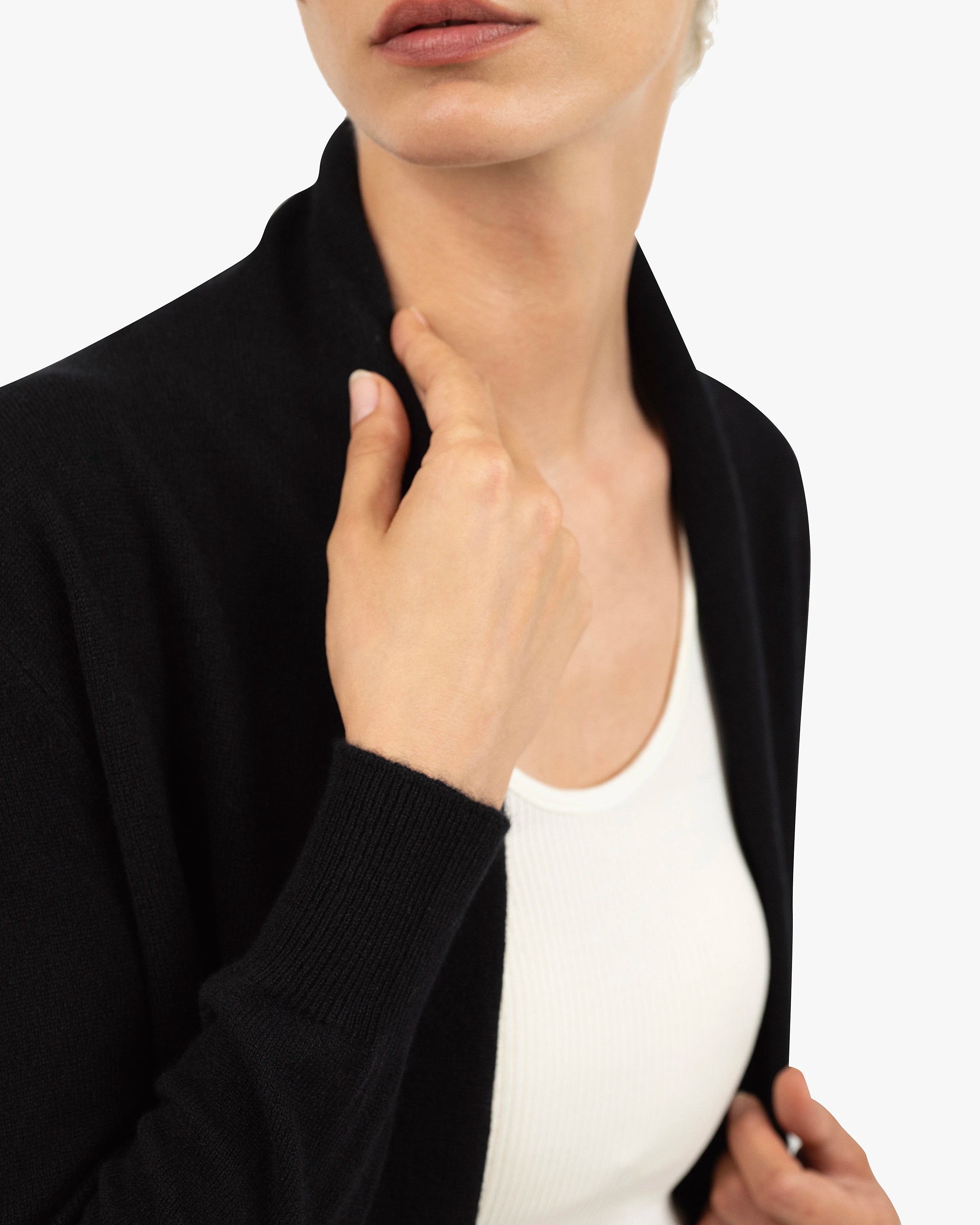 Essential Open Cardigan - Black Cashmere