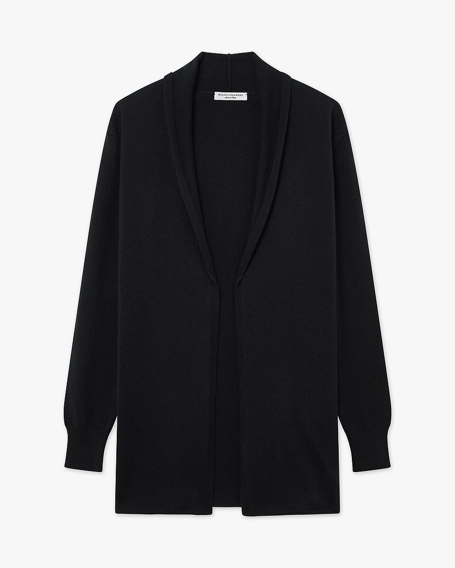 Essential Open Cardigan - Black Cashmere