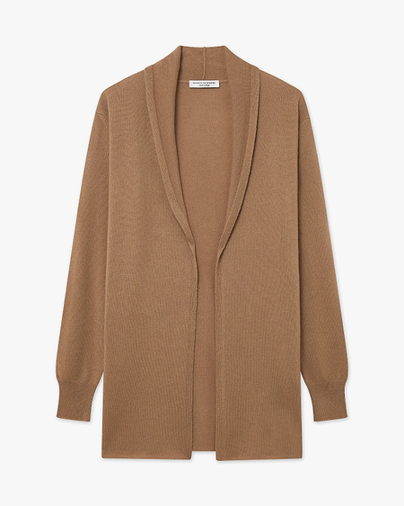 Essential Open Cardigan - Camel Cashmere