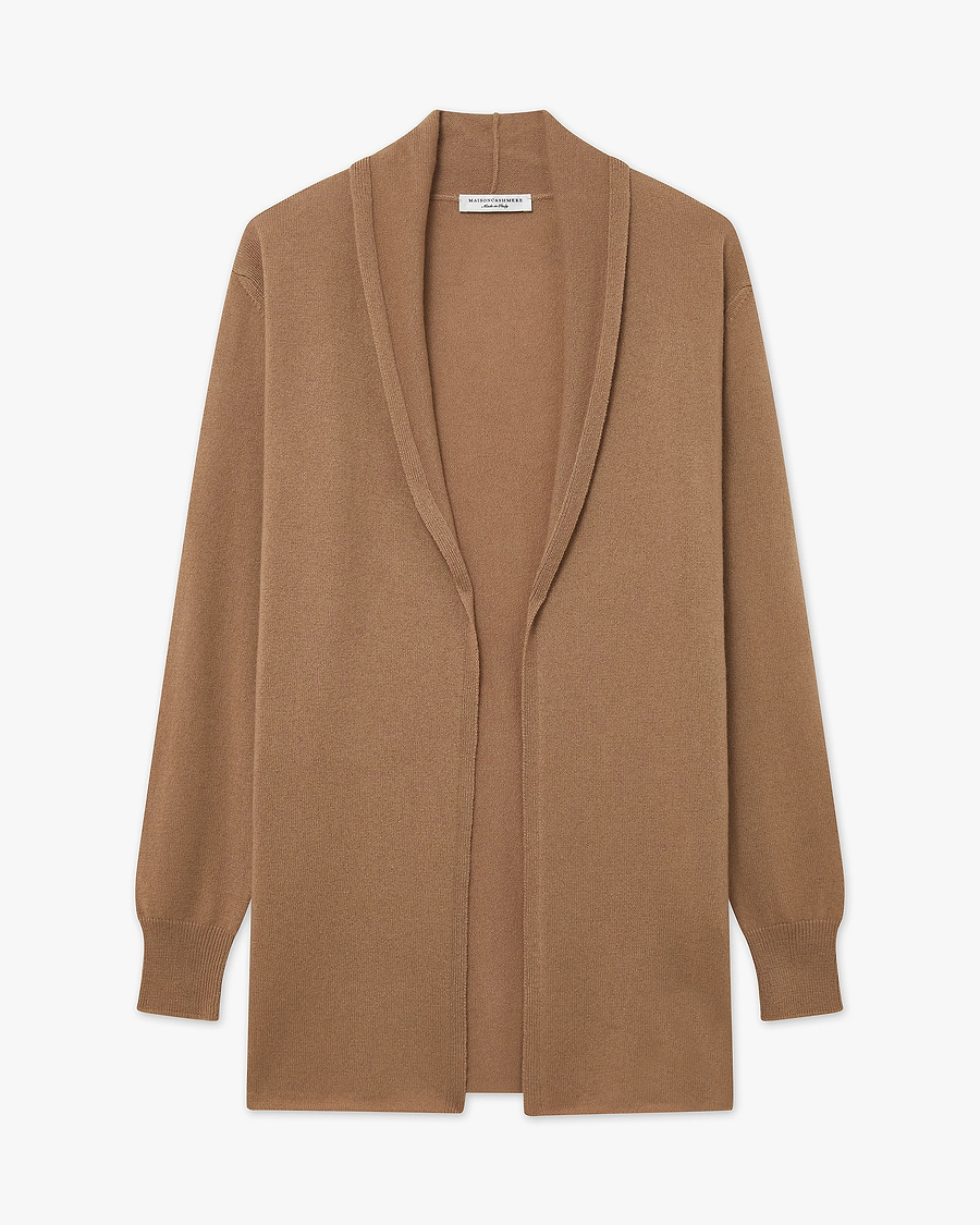 Essential Open Cardigan - Camel Cashmere
