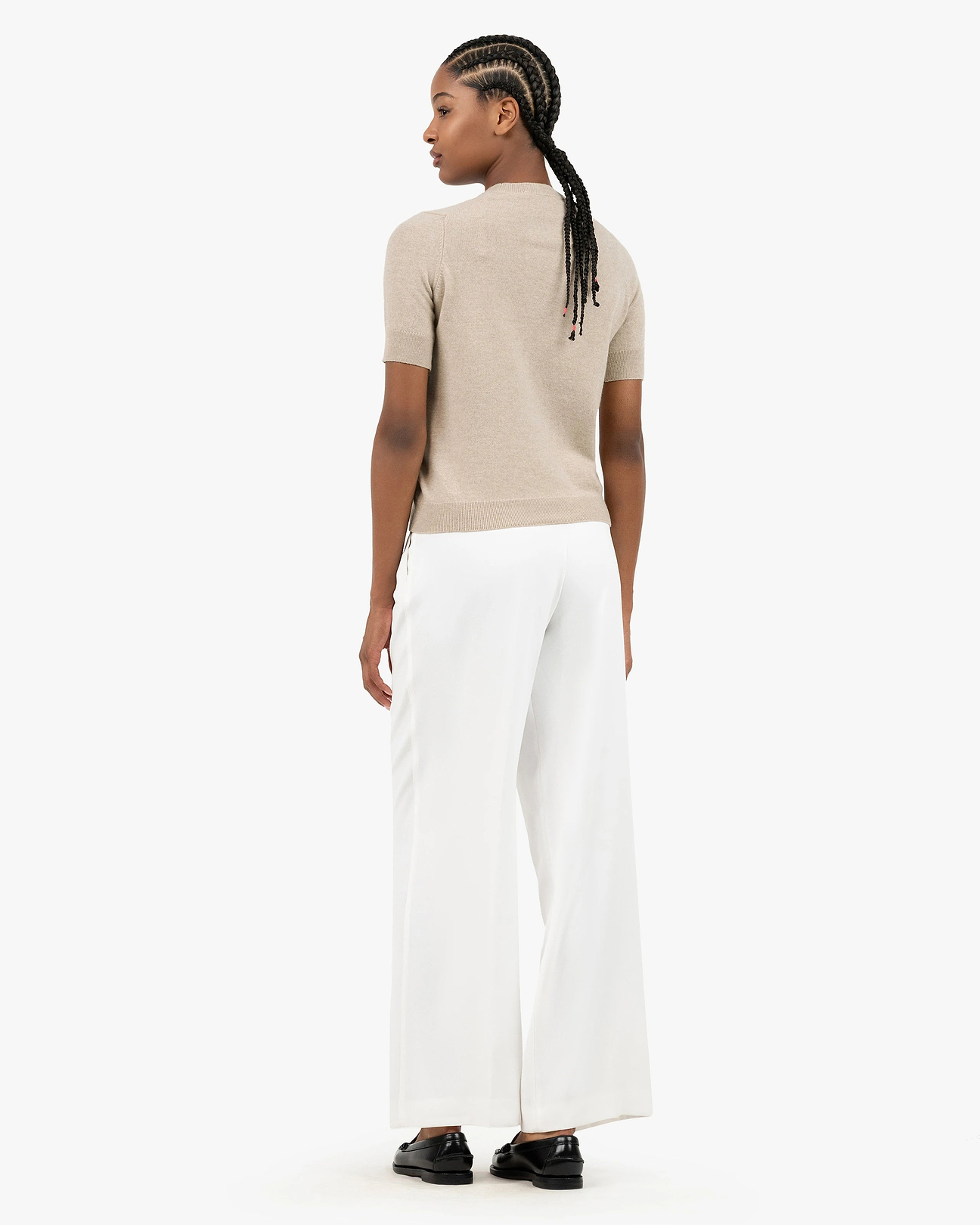 Women's Essential Cashmere Tee - Beige | MaisonCashmere