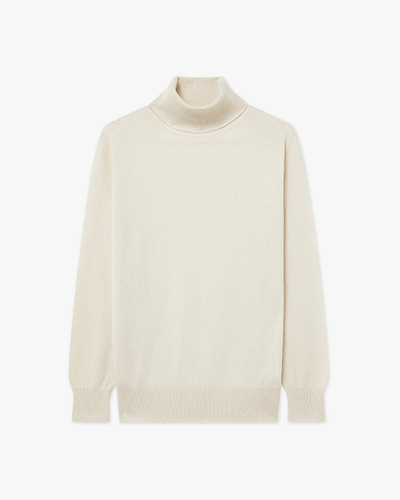 Women's Essential Turtleneck Sweater - White Cashmere